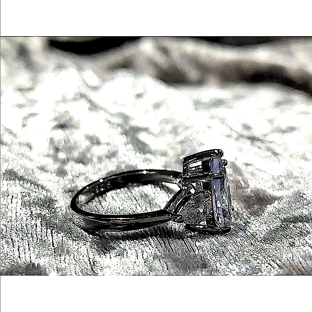 3ctw Pear Three Stone Ring in Sterling Silver White Sapphire - Picture 11 of 12